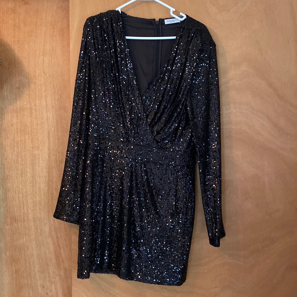 Ramy Brooke Black Mini Sequin Dress Size 10